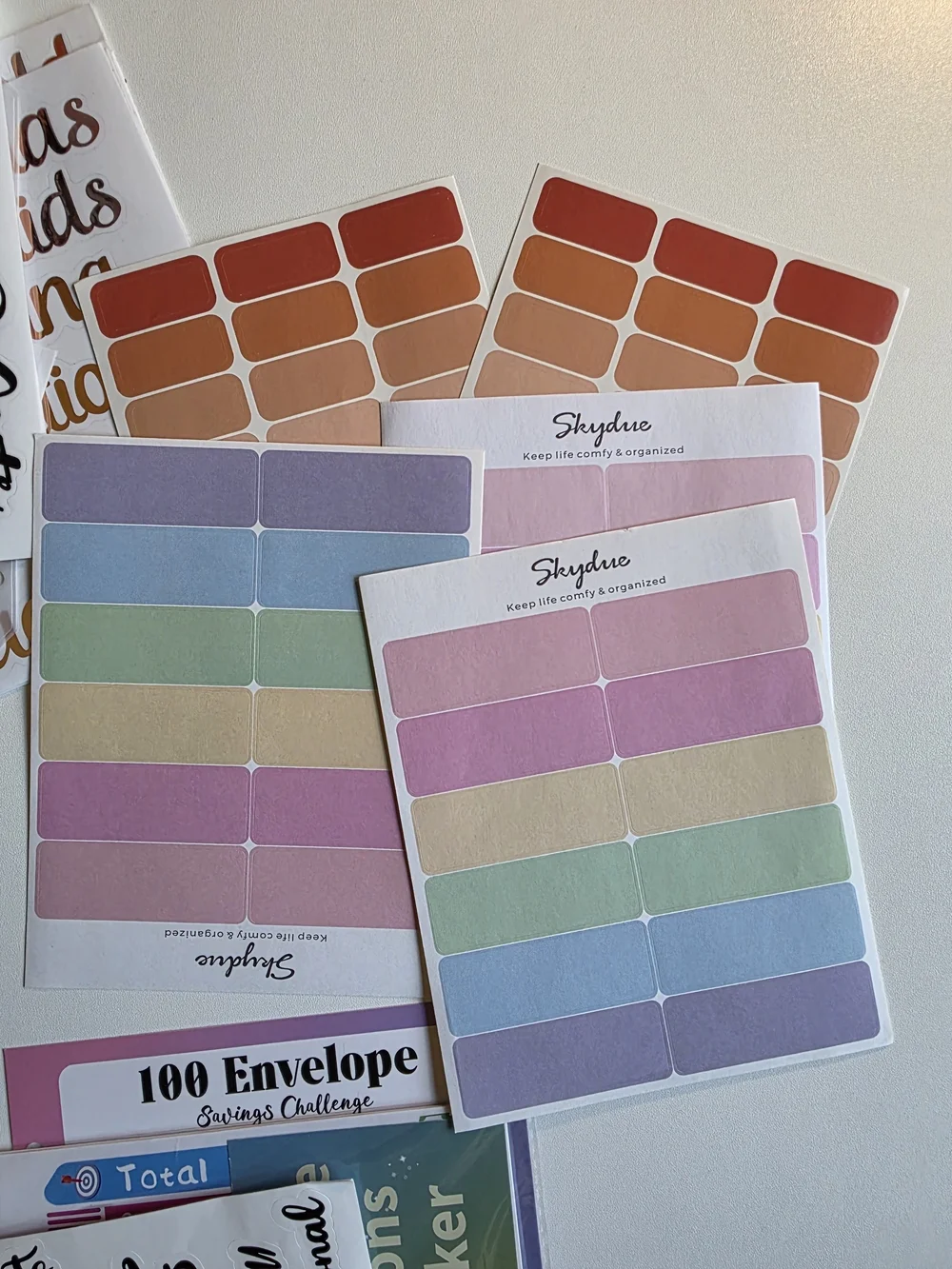 A5 & A6 Savings & Budget Vinyl Sticker Set - Gold & Brown Script LOT